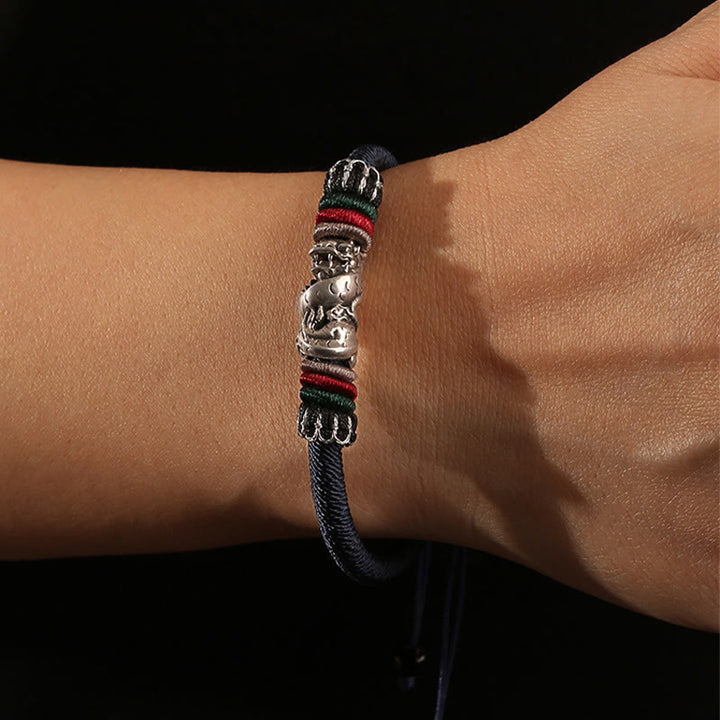 Buddha Stones Handmade 925 Sterling Silver Year Of The Dragon Auspicious Dragon Luck Rope Bracelet - image 6