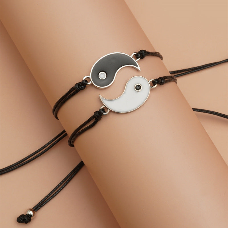 Buddha Stones 2pcs Yin Yang Hematite Couple Bracelet - image 12