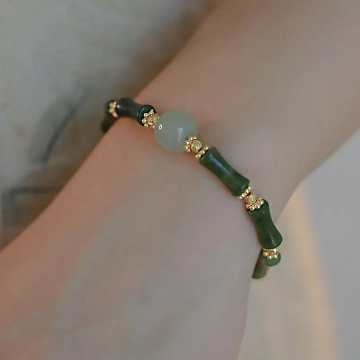 Buddha Stones Glass Bead Bamboo Luck Strength Chain Bracelet - image 9
