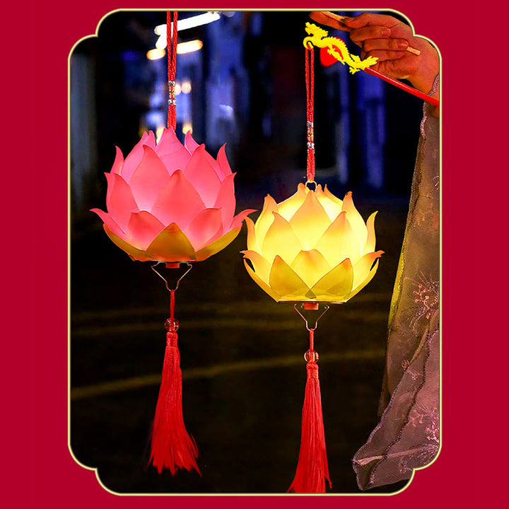 Buddha Stones DIY Lotus Flower Dragon Lantern Tassel Lamp Decoration - image 11