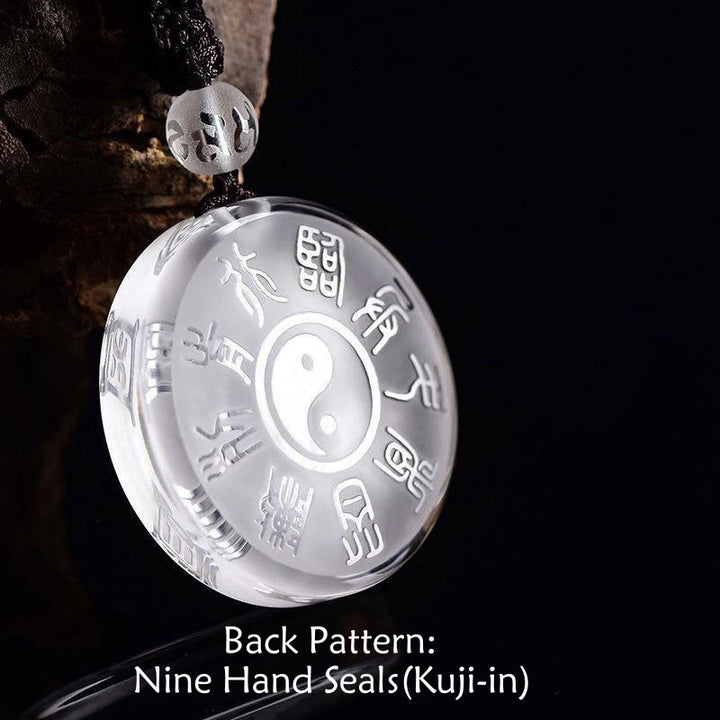 Buddha Stones Taoism Five Sacred Mountains Yin Yang Symbol Liuli Crystal Balance Necklace Pendant Key Chain - image 2