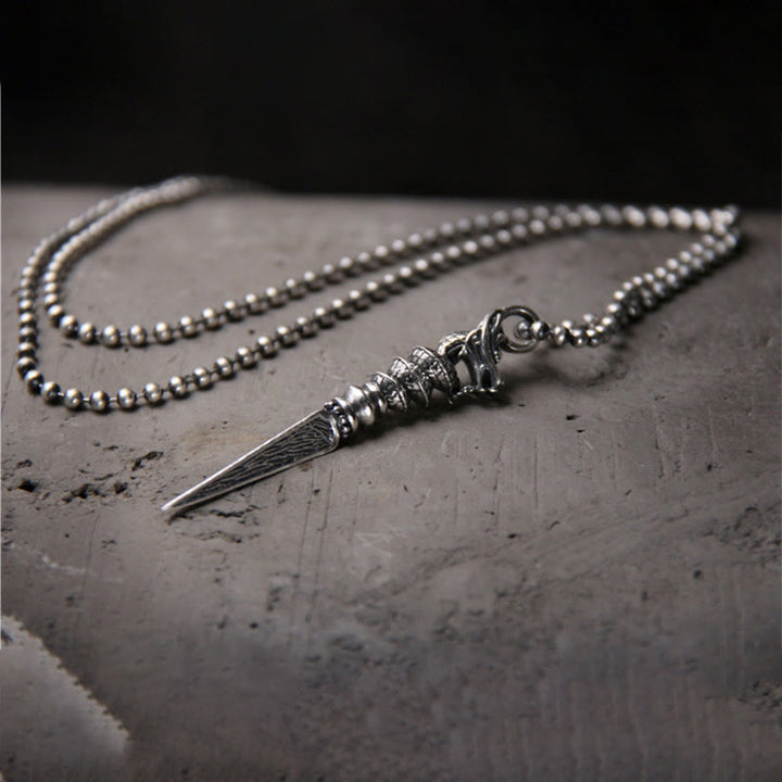 Buddha Stones 925 Sterling Silver Year of the Dragon Design Dorje Vajra Protection Necklace Pendant - image 2