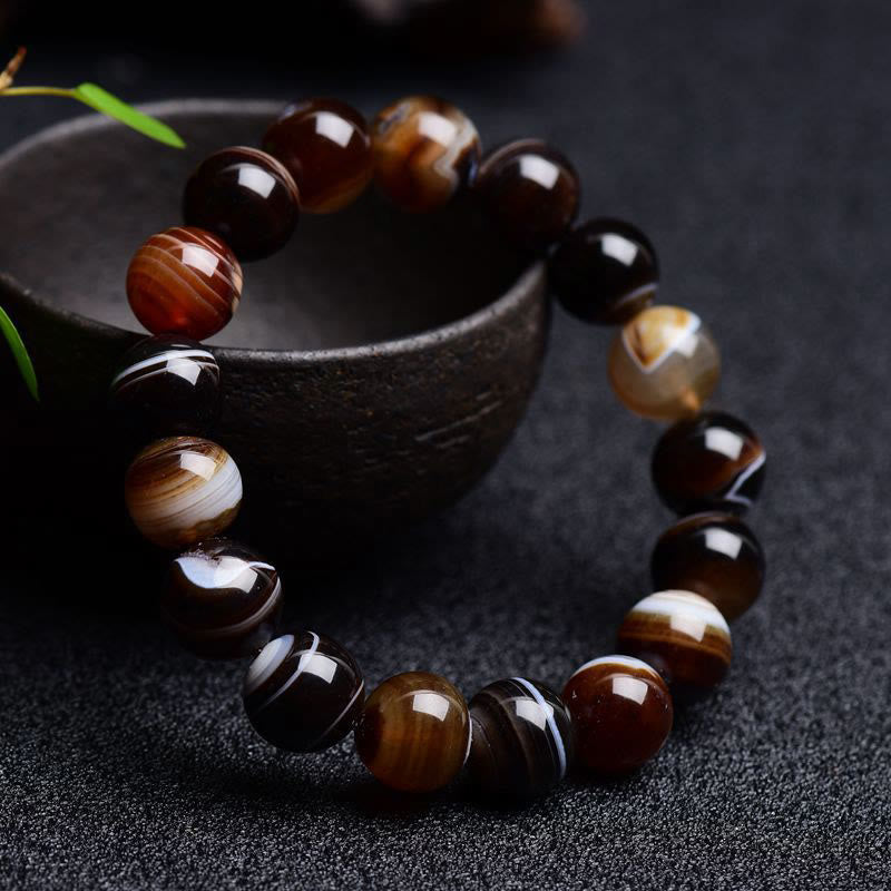 Buddha Stones Tibetan Sardonyx Happiness Positive Bracelet - 14mm - image 0