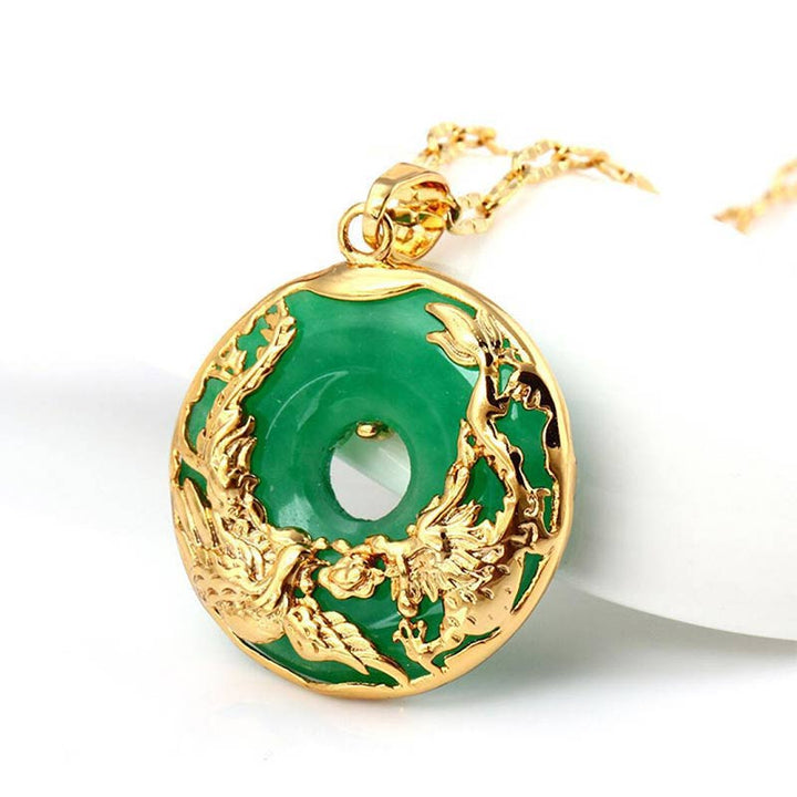 Buddha Stones Natural Jade Prosperity Necklace - Cyan Jade(Natural Jade, Color May Vary) - image 0