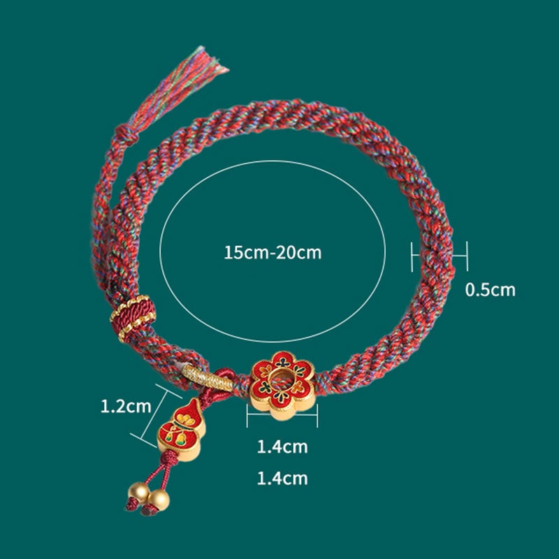 Buddha Stones Handmade Colorful Gourd Flower Protection Braided String Bracelet - image 9