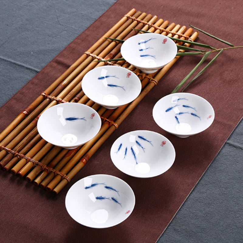 Buddha Stones Jingdezhen Blue and White Porcelain Koi Fish Ceramic Teacup Kung Fu Tea Cups - image 10