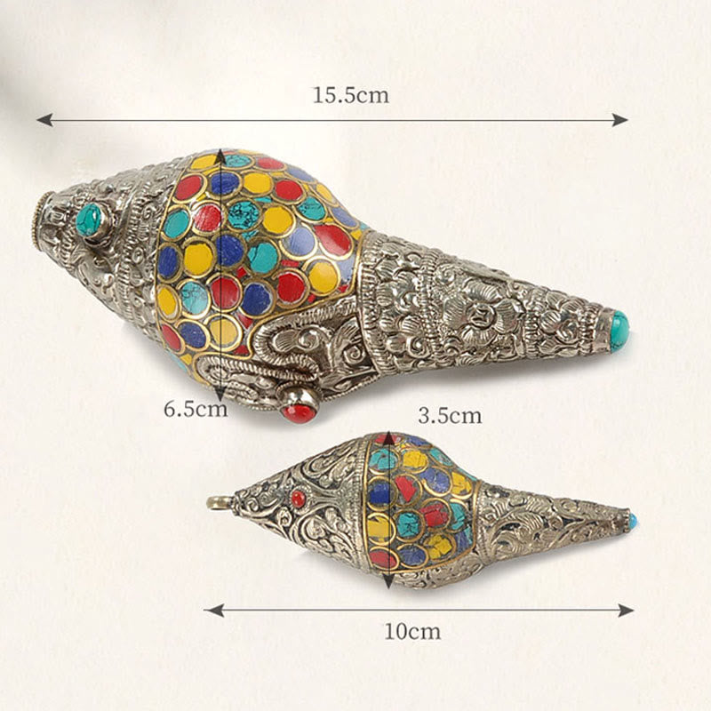 Tibetan Handmade Natural Shankha Colorful Conch Shell Seashell Wealth Home Decoration - image 14
