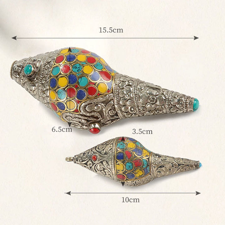 Tibetan Handmade Natural Shankha Colorful Conch Shell Seashell Wealth Home Decoration - image 14
