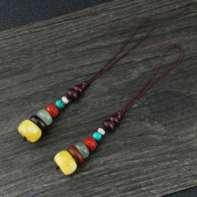 Green Sandalwood Ebony Wood Gourd Seven Layer Pagoda Positive Phone Hanging Decoration - image 10