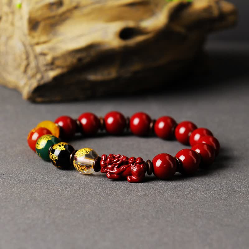 Buddha Stones God Of Wealth Cinnabar PiXiu Blessing Bracelet - image 5