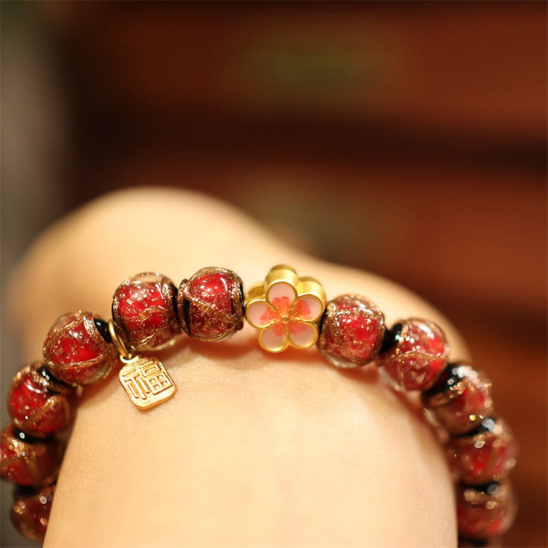 Buddha Stones Tibetan Gold Swallowing Beast Family Five God Of Wealth Thangka Fortune Bead Bracelet - image 10