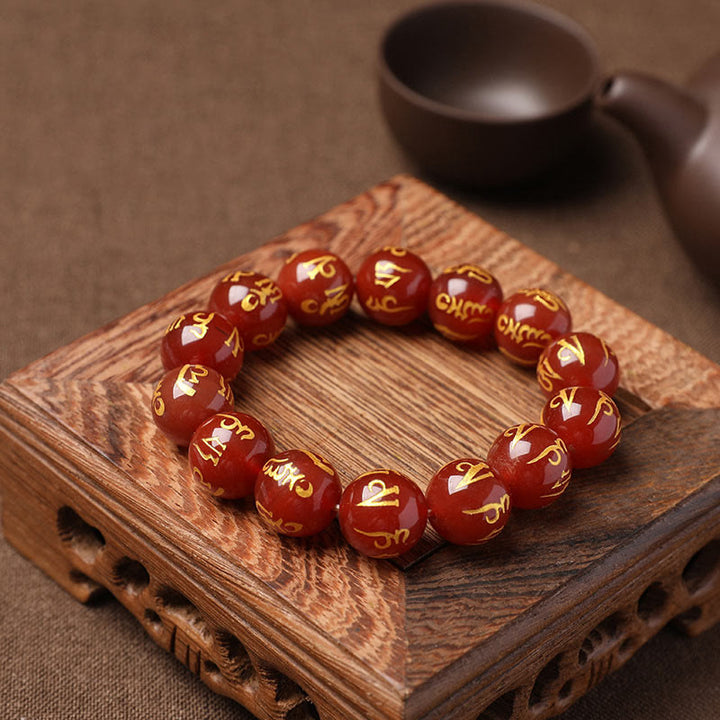 Buddha Stones Tibet White Crystal Black Onyx Om Mani Padme Hum Meditation Bracelet - image 27