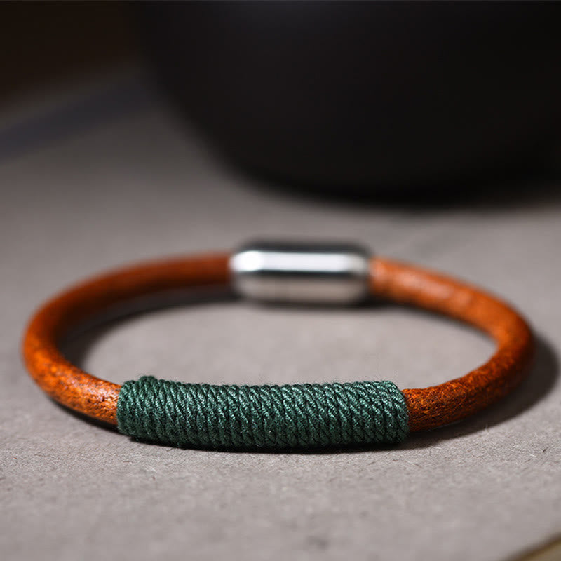 Buddha Stones Tibetan Leather Handmade Five Elements Luck Braid String Buckle Bracelet - image 2