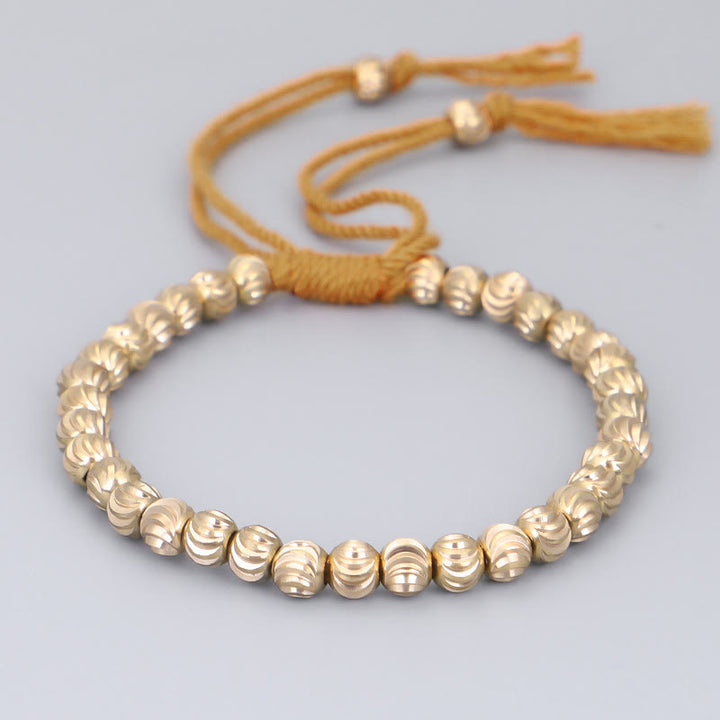 Buddha Stones Tibetan Handmade Copper Bead Luck String Bracelet - Orange(Wrist Circumference 14-26cm) - image 7