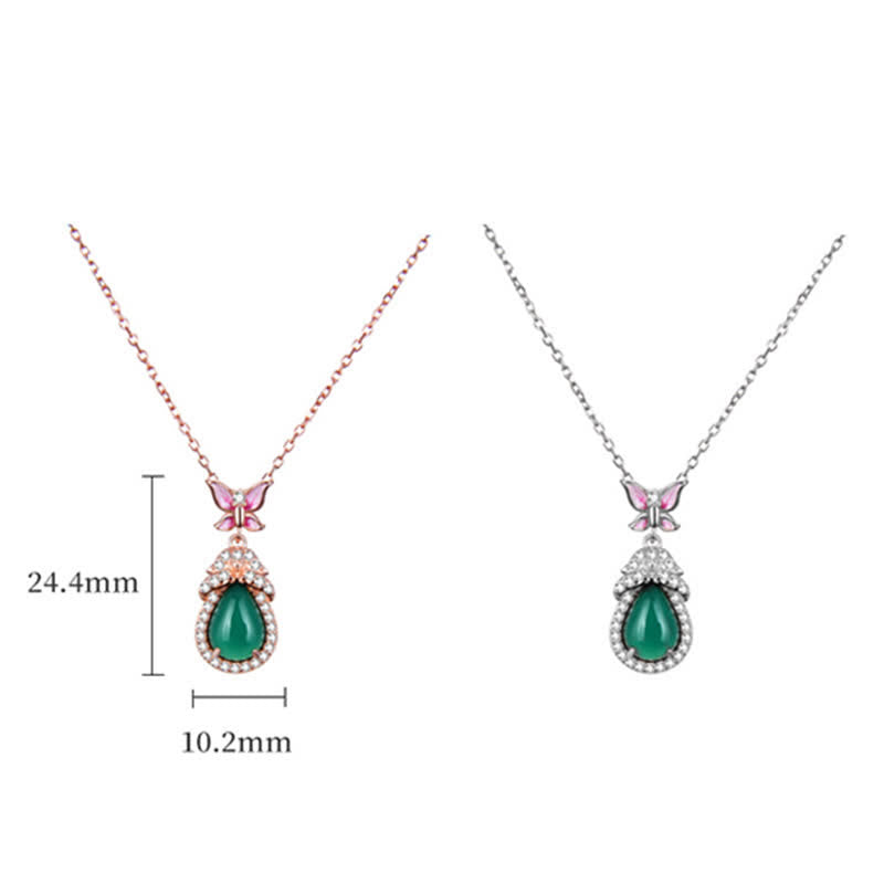 925 Sterling Silver Green Chalcedony Butterfly Zircon Courage Necklace Pendant - image 9
