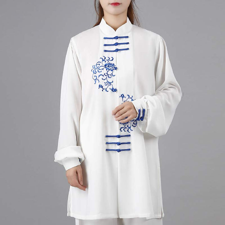 Buddha Stones Flower Embroidery Meditation Prayer Spiritual Zen Tai Chi Qigong Practice Unisex Clothing Set - image 3