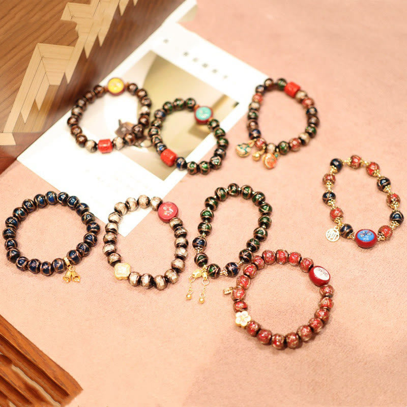 Buddha Stones Tibetan Gold Swallowing Beast Family Five God Of Wealth Thangka Fortune Bead Bracelet - image 2