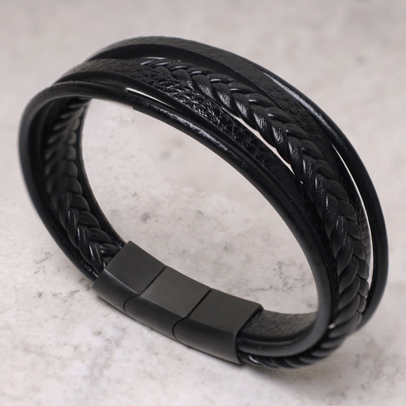 Buddha Stones Natural Lava Rock Black Onyx Bead Leather Bracelet - No Bead Edition - image 14