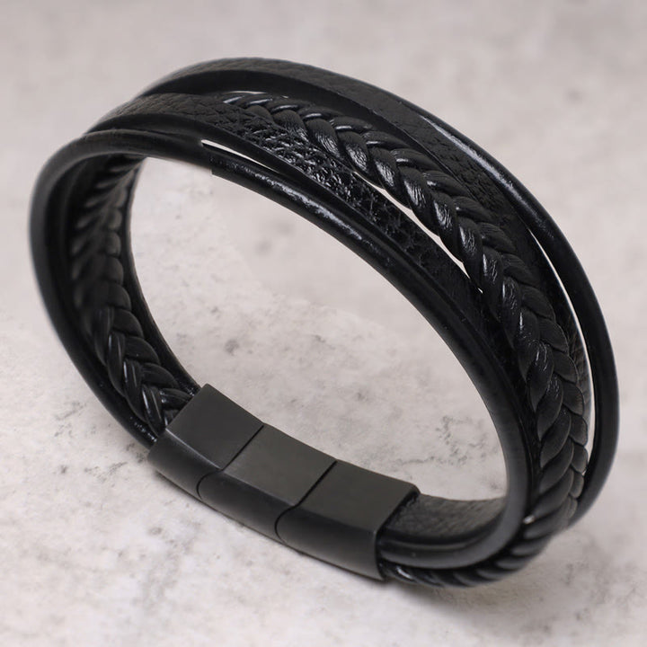 Buddha Stones Natural Lava Rock Black Onyx Bead Leather Bracelet - No Bead Edition - image 14