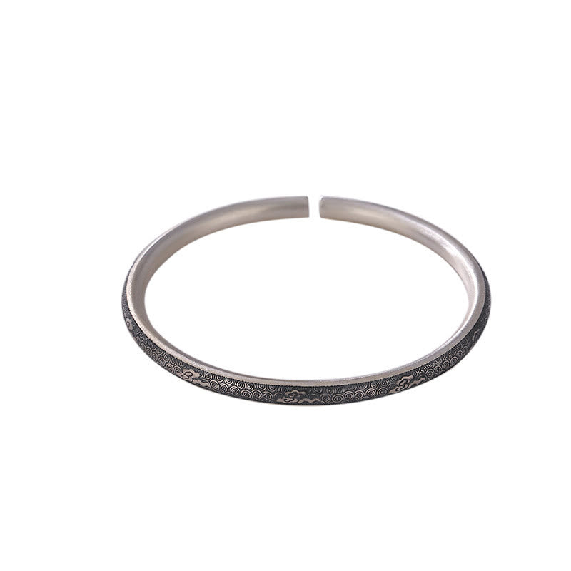 Buddha Stones Vintage 999 Sterling Silver Auspicious Clouds Design Luck Bracelet Bangle - image 7