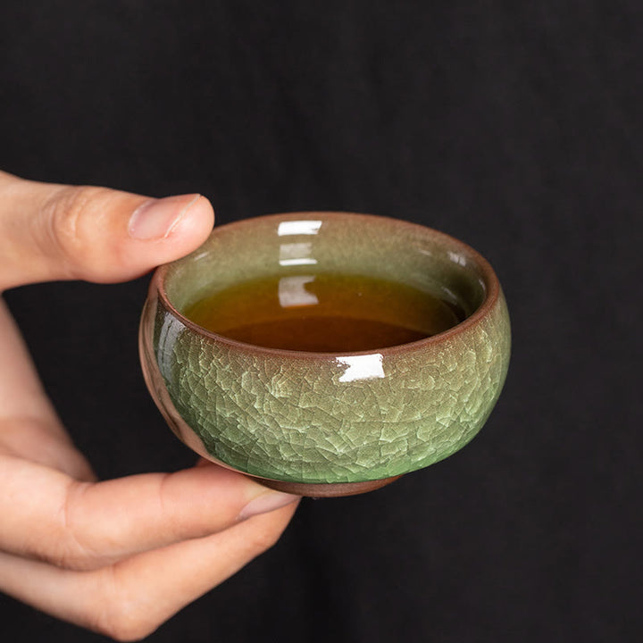 Buddha Stones Chinese Green Ice Crack Design Jianzhan Kiln Change Porcelain Teacup Kung Fu Tea Cup - image 5