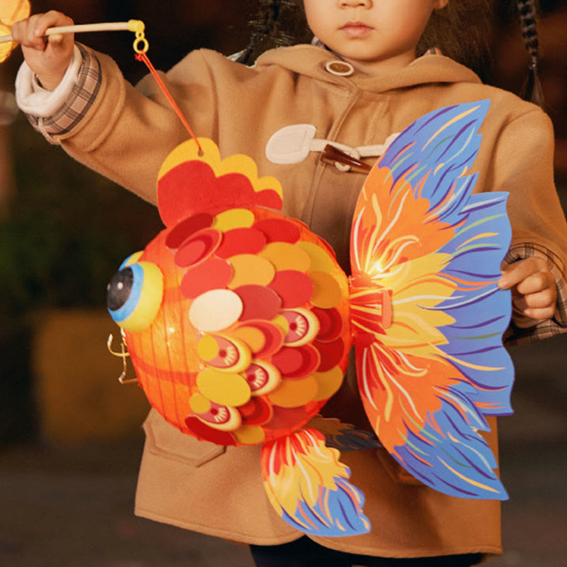 Buddha Stones DIY Good Luck Koi Fish Paper Lantern Lamp Mid-Autumn Festival Child Kids Lantern Decoration - image 13