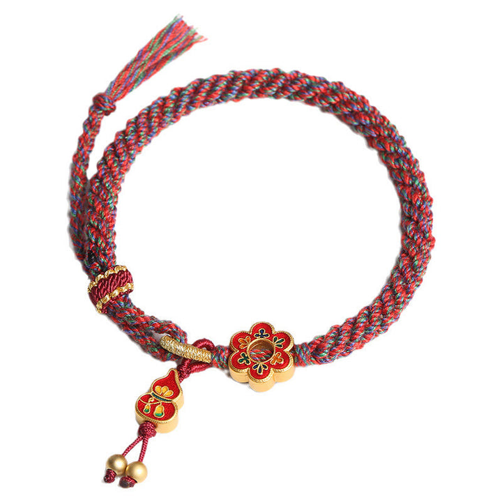 Buddha Stones Handmade Colorful Gourd Flower Protection Braided String Bracelet - image 10