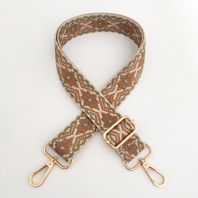 Buddha Stones Multicolor Embroidered Shoulder Bag Straps - Beige Green Brown - image 5