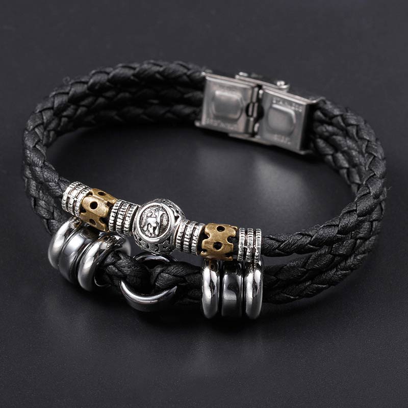 Buddha Stones 12 Constellations of the Zodiac Hematite Protection Bracelet - image 1
