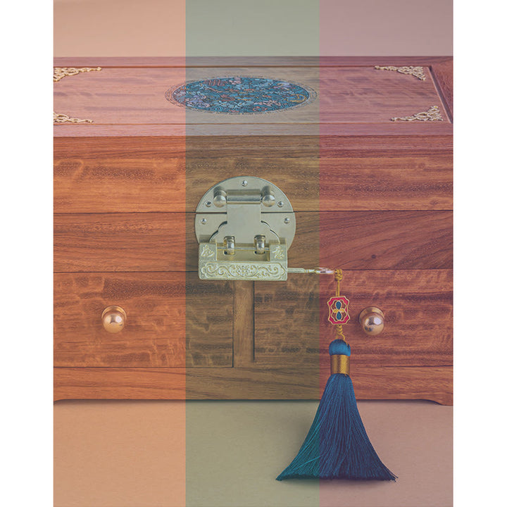 Antique Handmade Rosewood Jewelry Storage Box Lockable Large Double Layer Flower Wooden Gift Organizer Box - image 17