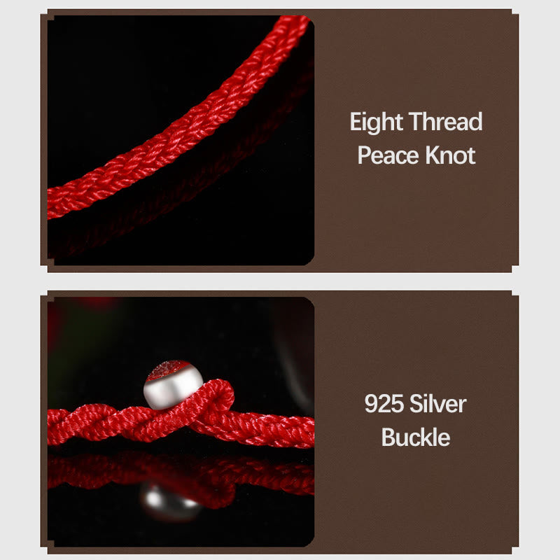 Buddha Stones 999 Gold Lucky Bead Eight Thread Peace Knot Red Rope Bracelet - image 4