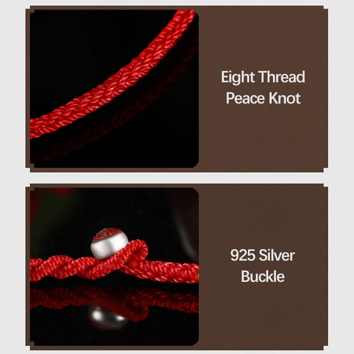 Buddha Stones 999 Gold Lucky Bead Eight Thread Peace Knot Red Rope Bracelet - image 4