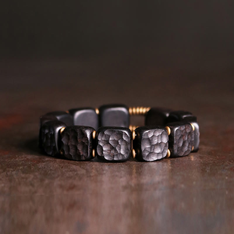 Buddha Stones Retro Ebony Wood Texture Style Copper Peace Balance Bracelet - 17-17.5cm - image 0
