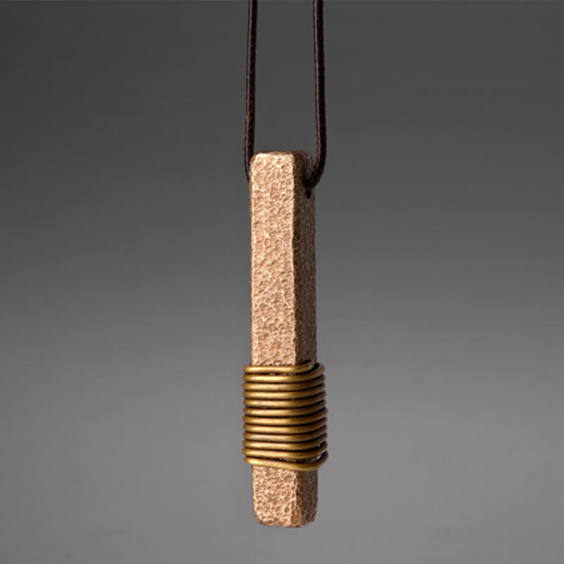 Buddha Stones Vintage Textured Design Copper Wealth Necklace Pendant - image 6