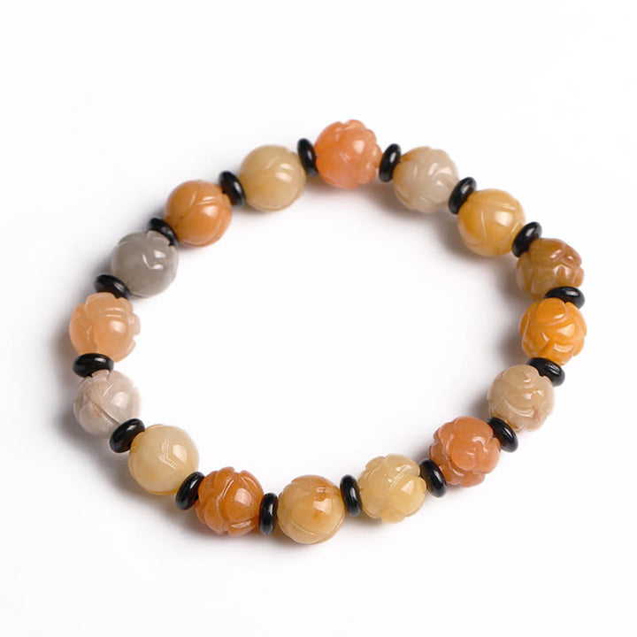 Buddha Stones Golden Silk Jade Lotus Wealth Luck Bracelet - 10mm - image 2