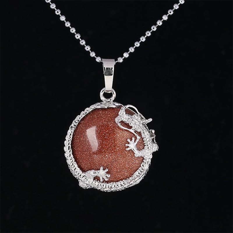 Buddha Stones Chinese Dragon Natural Quartz Crystal Healing Energy Necklace Pendant - Brown Sand - image 4