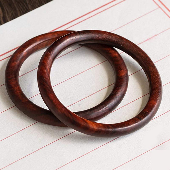 Buddha Stones Tibetan Small Leaf Red Sandalwood Ebony Green Sandalwood Protection Bracelet Bangle - image 4