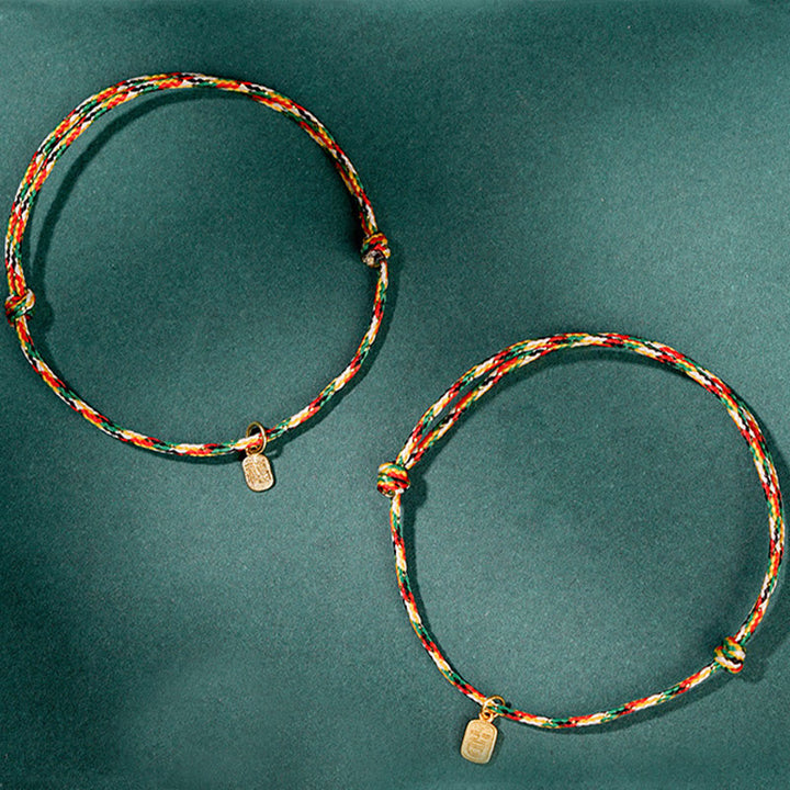 Buddha Stones Auspicious Fu Character Peace And Joy Luck Handmade Multicolored Child Adult Bracelet - image 12