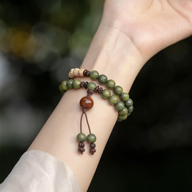 Buddha Stones Green Sandalwood Positive Peace Bracelet - image 2