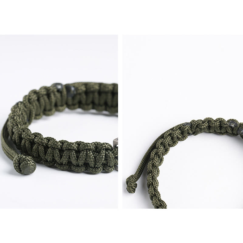 Buddha Stones 925 Sterling Silver Bullet Design Braided Rope Bracelet - image 8