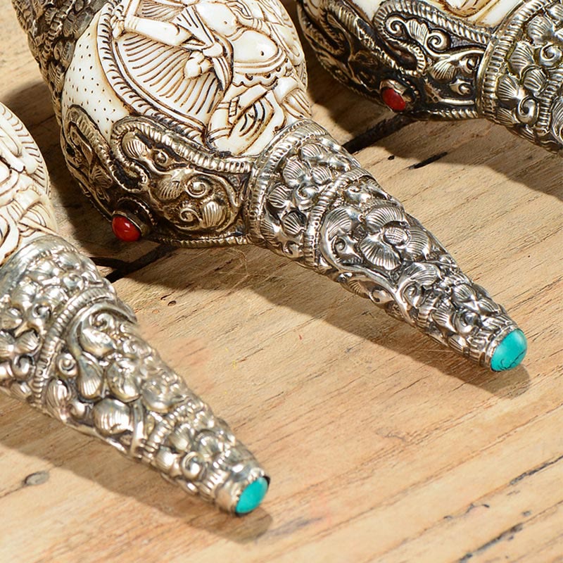 Tibetan Handmade Engraved Shankha Buddha Conch Shell Wealth Positive Decoration - image 7