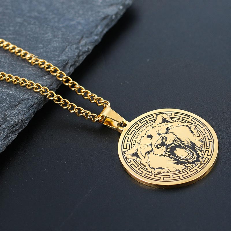 Buddha Stones Animal Titanium Steel Chain Necklace Protection Pendant - Gold Bear - image 11