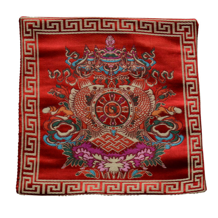 Buddha Stones Prayer Altar Mat Healing Meditation Vajra Auspicious Symbols - 8 Auspicious Symbols - Red - image 15