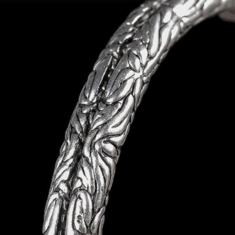 Buddha Stones Flower Dragon Pattern Engraved Balance Cuff Bracelet Bangle - image 4