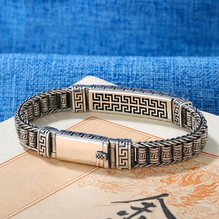 Buddha Stones Vintage Lines Pattern Balance Rotatable Bracelet - image 1