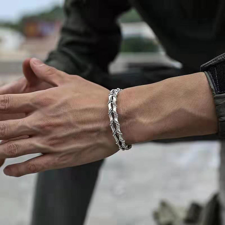 Buddha Stones Vintage Double Layer Bamboo Pattern Luck Cuff Bracelet Bangle - image 4