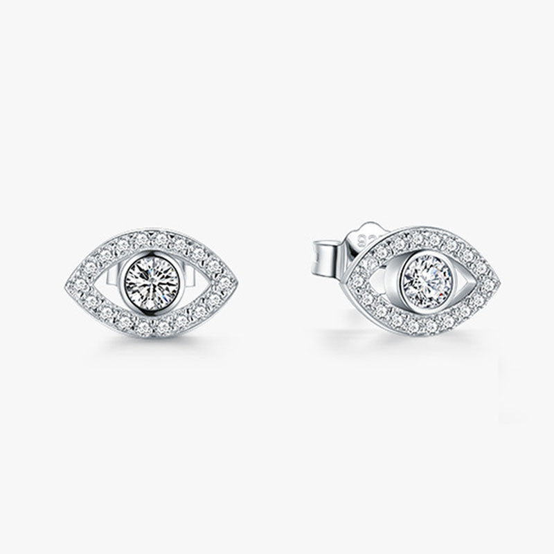 Buddha Stones 925 Sterling Silver Evil Eye Symbol Protection Stud Earrings - Evil Eye (Protection ♥ Blessing) - image 0