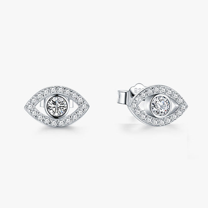 Buddha Stones 925 Sterling Silver Evil Eye Symbol Protection Stud Earrings - Evil Eye (Protection ♥ Blessing) - image 0