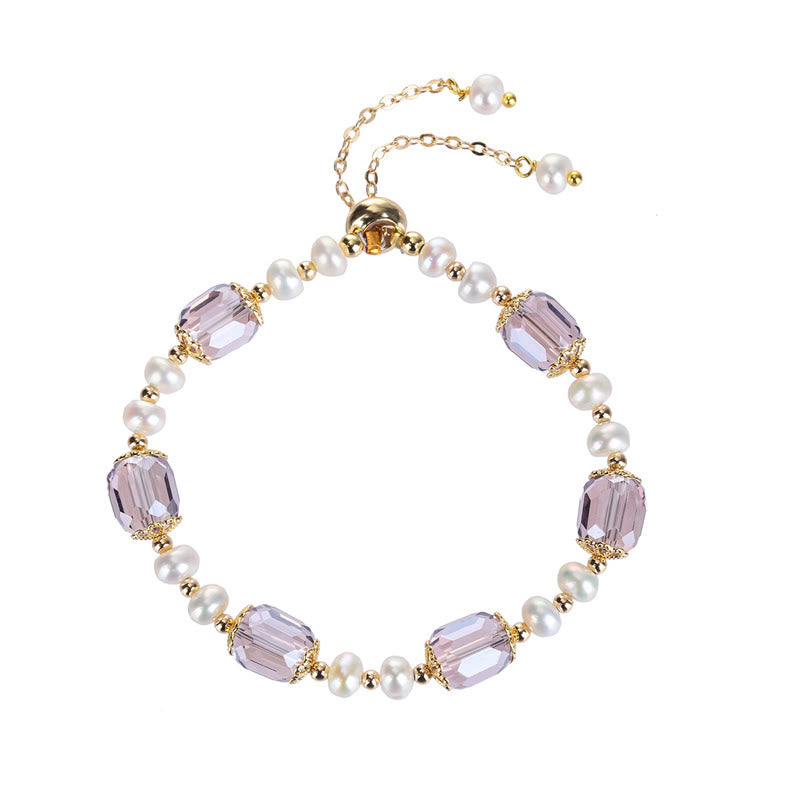 Buddha Stones Natural Amethyst Pearl Peace Healing Chain Bracelet - image 7
