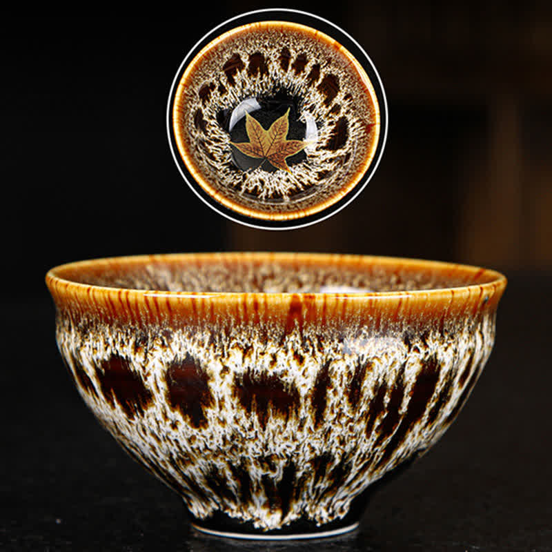 Buddha Stones Maple Leaf Colorful Ceramic Teacup Home Tea Cups - image 17